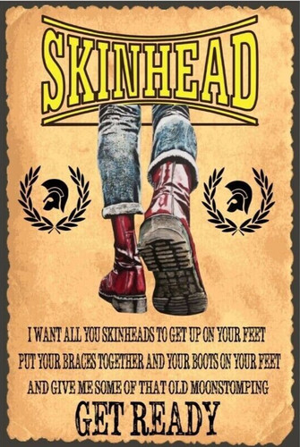 Skinhead metal tin wall sign - skinhead,