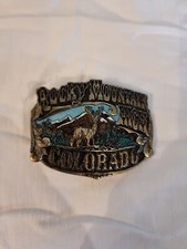 ROCKY MOUNTAIN HIGH H187 BELT BUCKLE, THE GREAT AMERICAN BUCKLE CO. 1981, BRASS