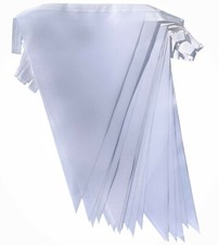 White Wedding Bunting 25 Flag 10m Fabric Bunting Garden Party Bridal Shower