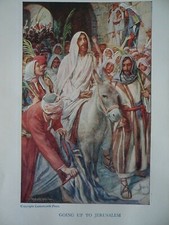 2 Antique Colour Prints Christ