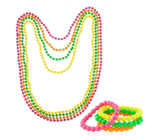 Neon beads necklace bracelet - neon,