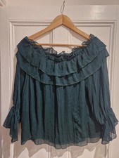 Zara Teal Off Shoulder Chiffon