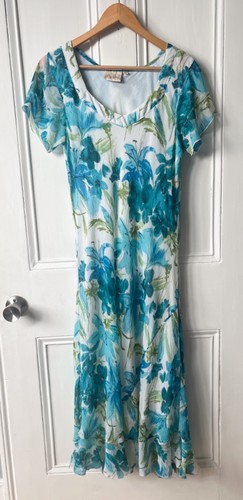 Adini blue floral midi dress - blue,