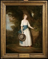 18th CENTURY HUGE ENGLISH OLD MASTER OIL - GIRL FEEDING BIRD - FRANCIS WHEATLEY