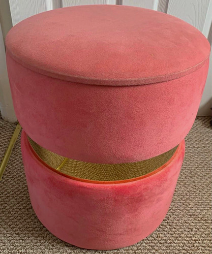 Pink velvet round storage - round,