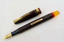 WATERMAN'S EMBLEM 100 YEAR PEN BLACK RIBBED BARREL & CAP ORANGE TRANSPARENT TAIL