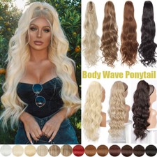 UK MEGA Thick 24" Ponytail Drawstring Clip In Hair Extension As Human Pony Tail