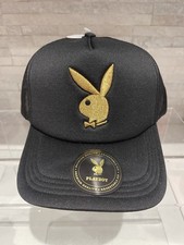 Lids Playboy Bunny Black Gold Embroidered Mesh Baseball Cap Trucker Hat SnapBack