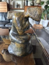 Unusual Vintage 1970s Resin Brutalist Sculpture Of Sitting Female