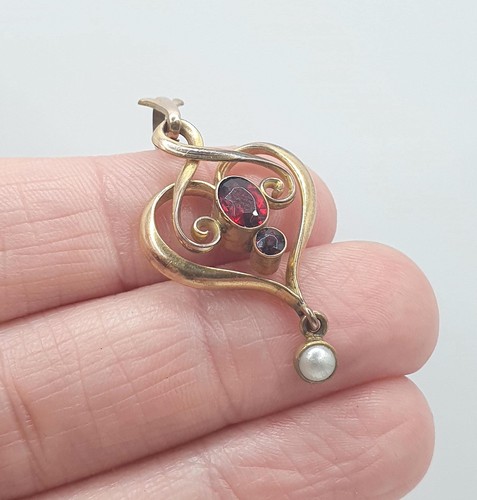 Antique rolled gold garnet - rolled,