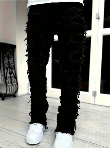Men black stacked - men, jeans