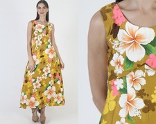 Vtg Royal Hawaiian Tiki Dress