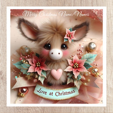 Personalised Cute Donkey Christmas Greetings Card