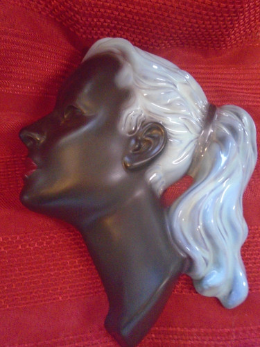 Ceramic wall girl - face, mask