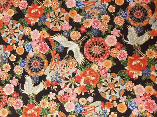 Japanese crane wheels fabric - japanese,