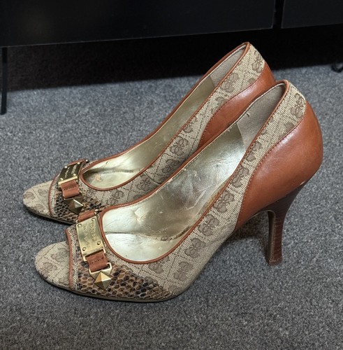 Guess beige brown logo peep - guess,
