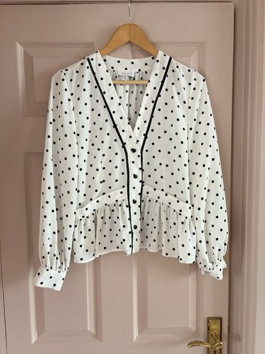 White black polka - polka, blouse
