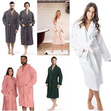 Unisex Bathrobe 100% Cotton Terry Toweling Hooded 650GSM Dressing Gown Bath Robe