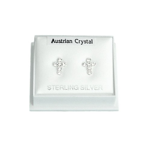 Sterling silver cross earrings - sterling,