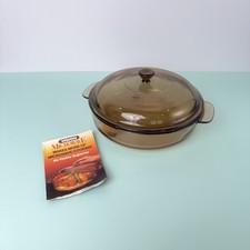 Vision Corning Browning Grill With Lid Microwavable Glass Casserole Dish 24cm