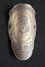 CARLTON CYCLES WORKSOP VINTAGE HEAD TUBE BICYCLE CYCLE FRAME EMBLEM PLATE BADGE