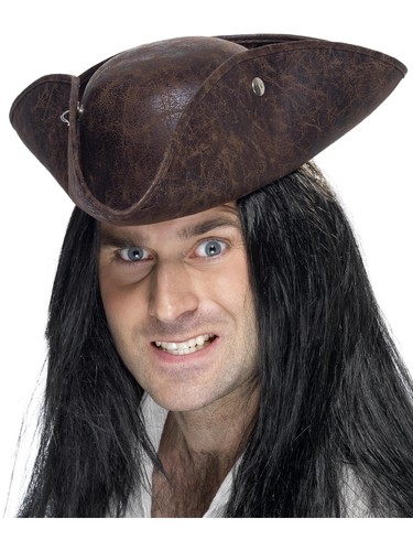 Pirate tricorn hat - hat,, brown