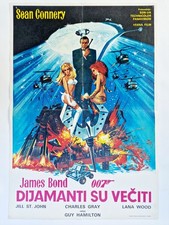 007 JAMES BOND DIAMONDS ARE FOREVER SEAN CONNERY 1971 RARE EXYU MOVIE POSTER