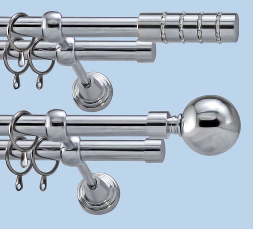 Metal double curtain pole rod - metal,