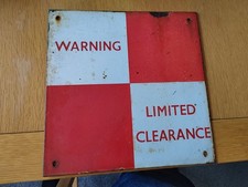 Original Railway Enamel Red&White Warning Limited Clearance Sign 30.5 X 30.5cm