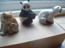 Russian china Animals Polar Bear,Panda and Leopard Cub From USSR Lomonosov