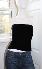 VTG Ralph Lauren Velvet Dress Corset Top Black Bustier Green Label Collection L