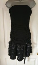 Ladies Juju & Christine Black Boobtube Ruched Evening Dress Size 10