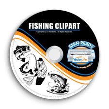 FISH FISHING CLIPART-VECTOR CLIP ART-VINYL CUTTER PLOTTER + T-SHIRT GRAPHICS CD