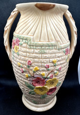 Vintage Art Deco Arthur Wood "Garden Wall" Vase - Hand Painted Floral - c1934