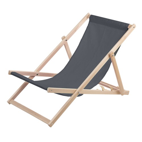 Beach deck chair wooden grey - wooden,