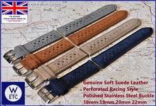 TOP QUALITY Handmade Vintage Perforated Suede Leather Watch Strap 18mm - 22mm