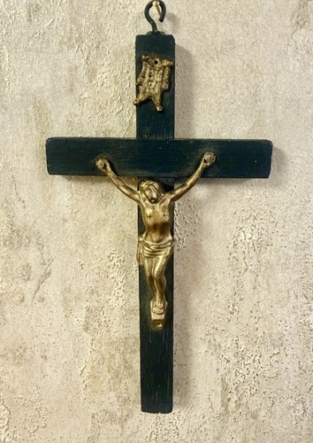 Antique french crucifix - antique, brass