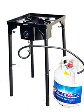 20,000 BTU Stand Up Single LP Propane Burner Outdoor Stove Camping Cooker w/Hose