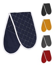 100% Cotton Premium Double Oven Gloves Mitt Pot Holder Thick Heat Resistant