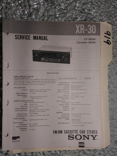 Sony service manual - xr-30,