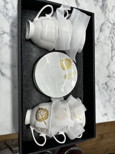 12pc glass cup mug saucer - glass, set