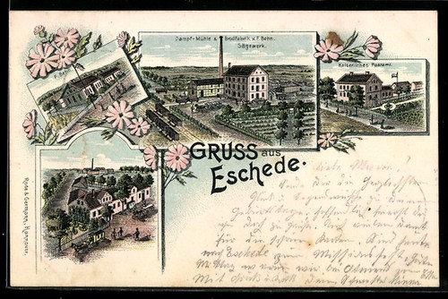 Lithograph eschede steam mill - lithograph,