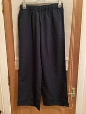 Ladies Wide-Leg Navy Trousers Size XL (14) Elasticated Waist. Pull On New