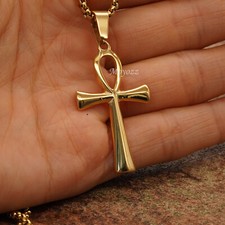 Mens Ancient Egyptian Ankh Cross Pendant Necklace Hip Hop Jewelry Chain 24" Gift