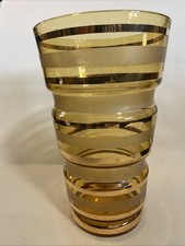 Yellow Glass & Gold Banded and