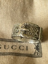 Genuine Ag925 Gucci Mens Chunky Heavy Belt Buckle Band Ring . Size V. Gucci 23.