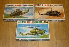 Set of 3 x Fujimi 1/72 scale - Bell AH-1S, AH-1J, UH-1B - helicopter kits