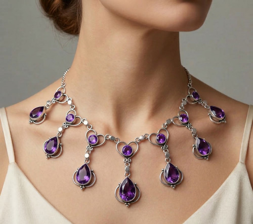 Purple amethyst necklace - amethyst,