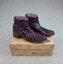Red Or Dead Rod Dusty Ankle Boots Women's UK 7  Burgundy Snakeskin Look With Box