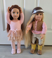 2 x OUR GENERATION DOLL - BALLERINA / HORSE RIDER blonde hair BATTAT stable girl